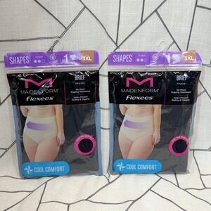 Maidenform Flexees Shaping Briefs 3XL Black Firm Control Cool Comfort 2 Pack